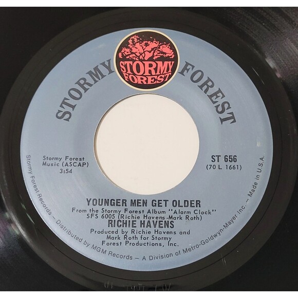Richie Havens Here Comes The Sun / Younger Men Get Older 45 RPM VG+ Rock '71 - Picture 2 of 2